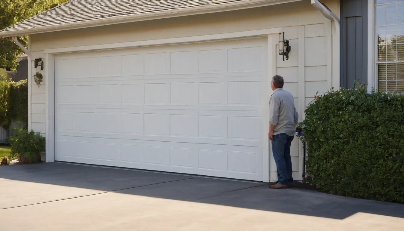 A homeowner and a garage door provider checking a residential garage door in Eureka